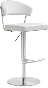 Cosmo White Performance Vegan Leather and Stainless Steel Barstool Model: TOV-K3628
